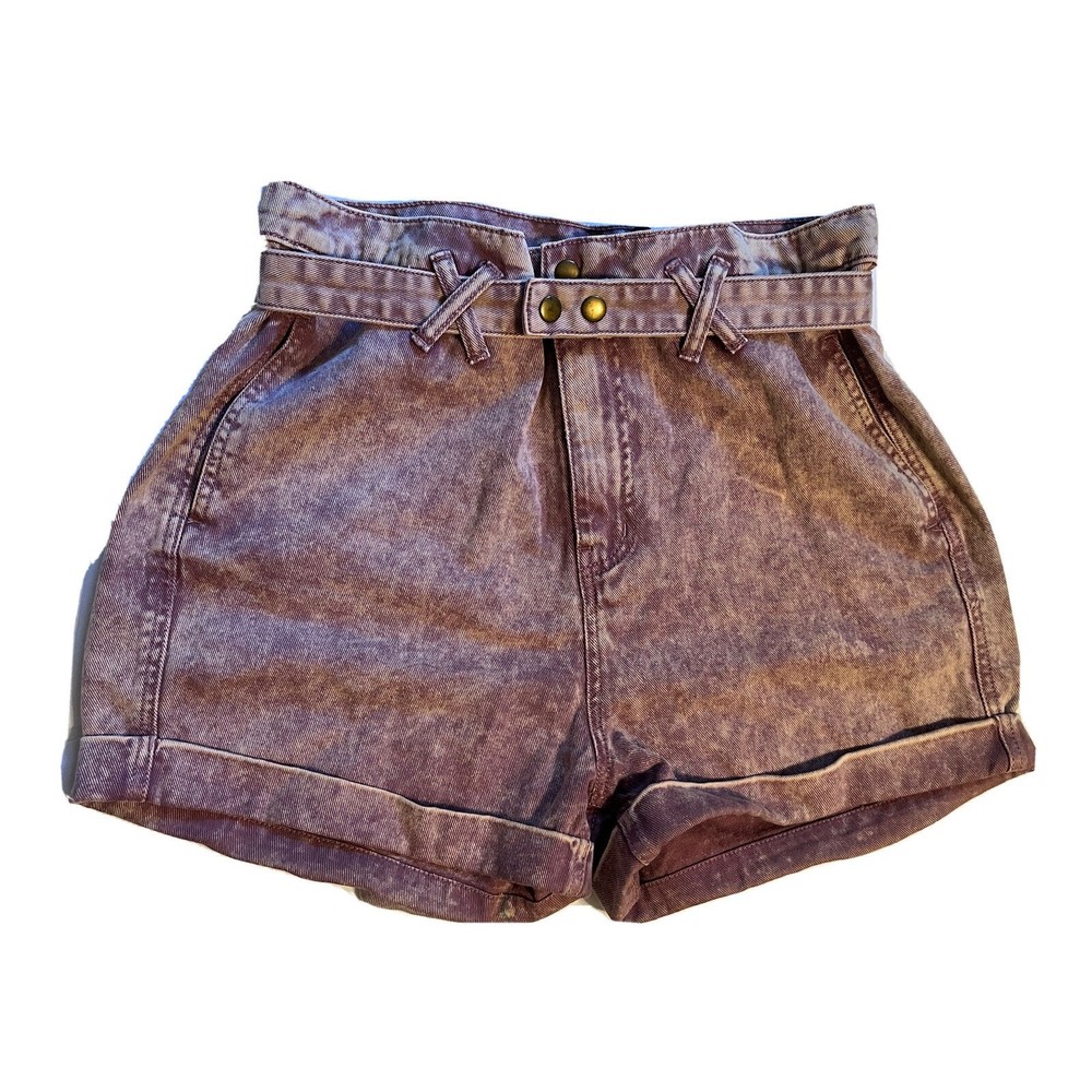 High-Waist Shorts Urban Outfitters BDG Cora Belted in Berry Rose Acid Size 28